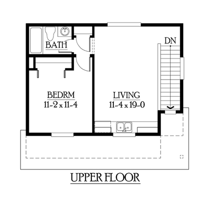 Craftsman 2 Car Garage Apartment Plan 87403 with 1 Beds, 1 Baths Second Level Plan