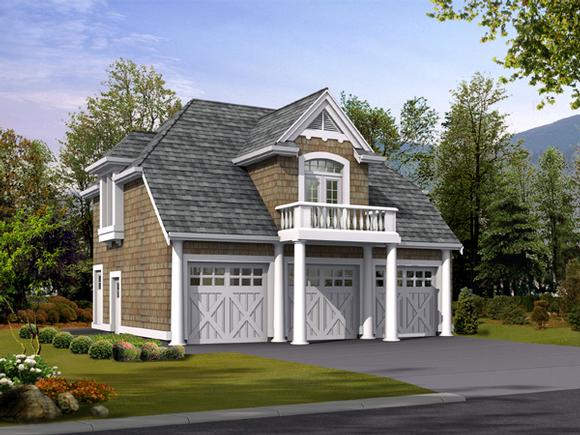 3 Car Garage Apartment Plan 87404 with 1 Beds, 1 Baths Elevation