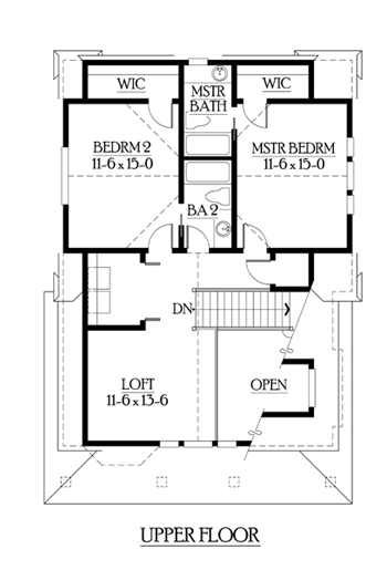 Cottage, Country House Plan 87406 with 2 Beds, 2 Baths, 2 Car Garage Second Level Plan