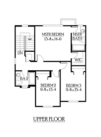 Craftsman, Narrow Lot House Plan 87411 with 3 Beds, 3 Baths, 2 Car Garage Second Level Plan
