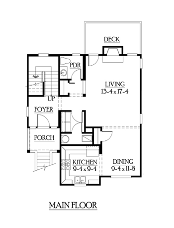 Craftsman, Narrow Lot House Plan 87412 with 3 Beds, 3 Baths, 2 Car Garage First Level Plan
