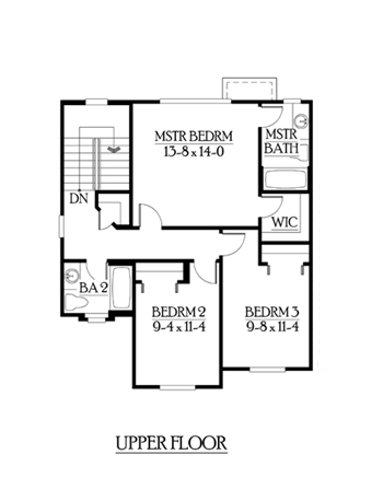 Craftsman, Narrow Lot House Plan 87412 with 3 Beds, 3 Baths, 2 Car Garage Second Level Plan
