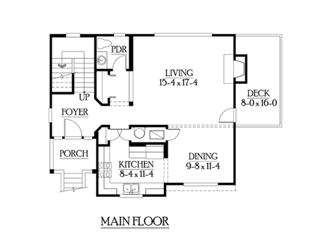 Traditional House Plan 87414 with 3 Beds, 3 Baths, 2 Car Garage First Level Plan