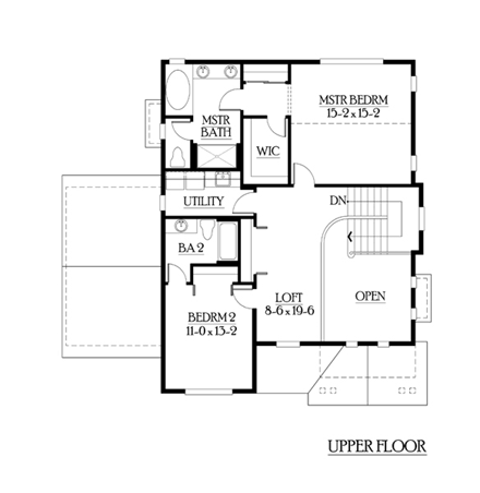 Craftsman House Plan 87415 with 2 Beds, 3 Baths, 2 Car Garage Second Level Plan