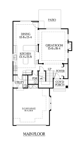 Craftsman House Plan 87416 with 3 Beds, 3 Baths, 2 Car Garage First Level Plan