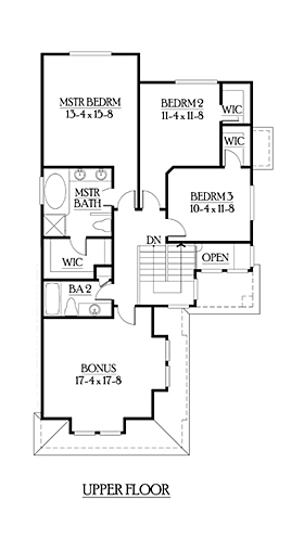 Craftsman House Plan 87416 with 3 Beds, 3 Baths, 2 Car Garage Second Level Plan
