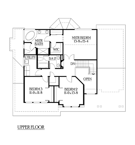 Craftsman House Plan 87417 with 3 Beds, 3 Baths, 2 Car Garage Second Level Plan