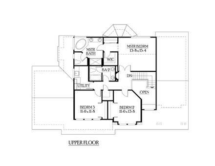 Craftsman House Plan 87418 with 3 Beds, 3 Baths, 3 Car Garage Second Level Plan