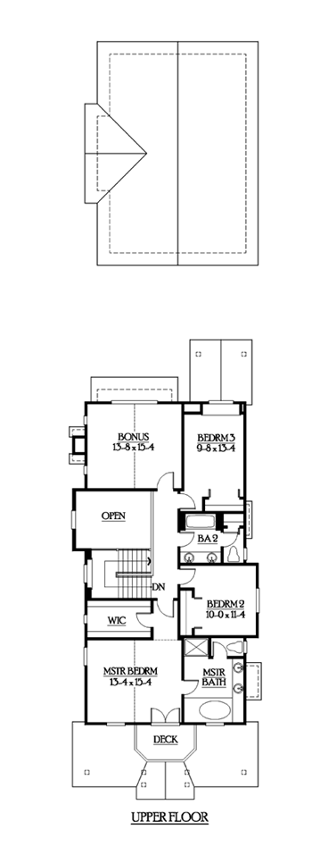 Craftsman, Narrow Lot House Plan 87424 with 3 Beds, 3 Baths, 3 Car Garage Second Level Plan