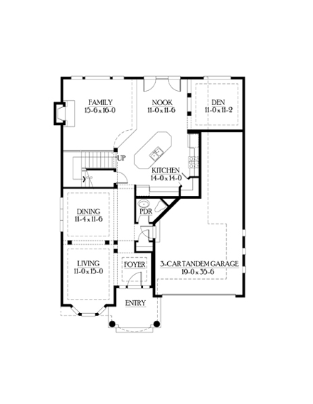 Craftsman House Plan 87428 with 3 Beds, 3 Baths, 3 Car Garage First Level Plan