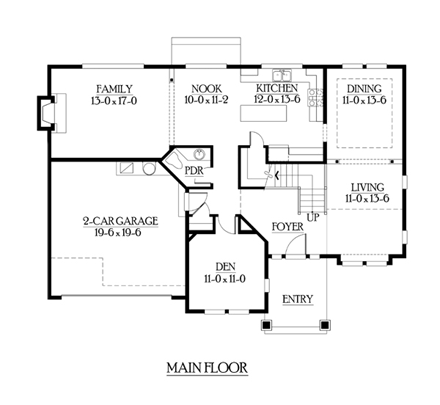 Craftsman House Plan 87431 with 3 Beds, 3 Baths, 2 Car Garage First Level Plan