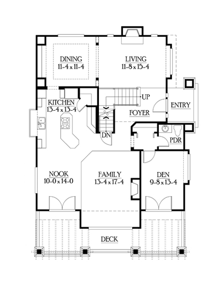Craftsman House Plan 87439 with 3 Beds, 3 Baths, 3 Car Garage First Level Plan