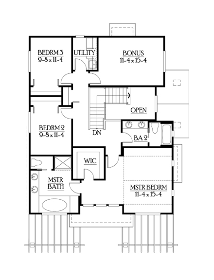 Craftsman House Plan 87439 with 3 Beds, 3 Baths, 3 Car Garage Second Level Plan