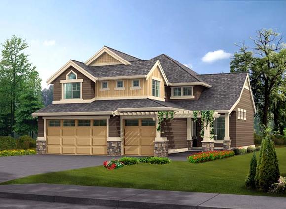 Craftsman, Traditional House Plan 87441 with 4 Beds, 3 Baths, 3 Car Garage Elevation