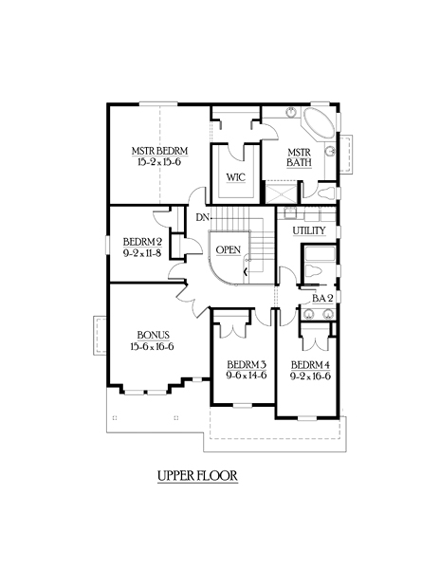 Bungalow, Craftsman House Plan 87451 with 4 Beds, 3 Baths, 2 Car Garage Second Level Plan
