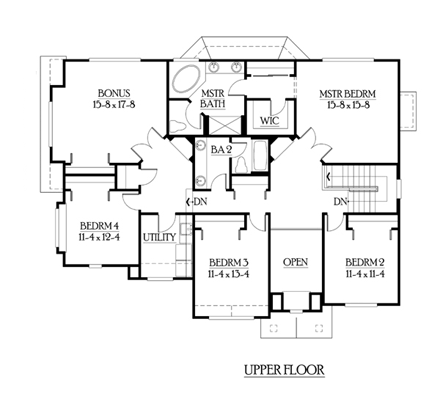Craftsman, Traditional House Plan 87456 with 4 Beds, 3 Baths, 3 Car Garage Second Level Plan
