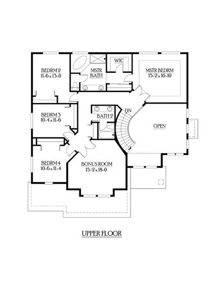 Country, Craftsman House Plan 87470 with 4 Beds, 3 Baths, 3 Car Garage Second Level Plan