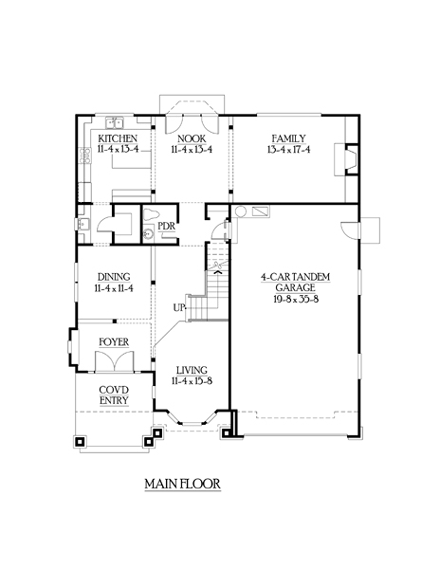 Craftsman House Plan 87471 with 3 Beds, 3 Baths, 3 Car Garage First Level Plan