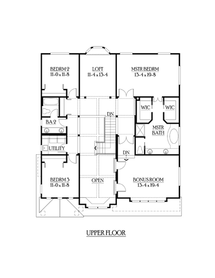 Craftsman House Plan 87471 with 3 Beds, 3 Baths, 3 Car Garage Second Level Plan