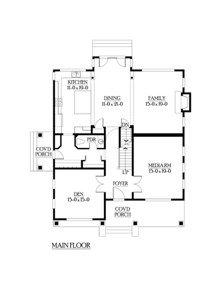 Country, Craftsman House Plan 87479 with 3 Beds, 3 Baths First Level Plan