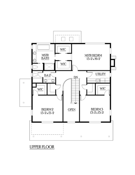 Country, Craftsman House Plan 87479 with 3 Beds, 3 Baths Second Level Plan