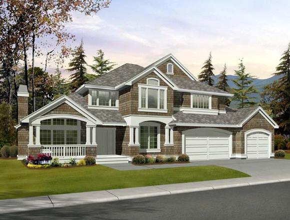 Country, Craftsman House Plan 87485 with 4 Beds, 3 Baths, 3 Car Garage Elevation