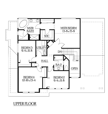 Bungalow, Craftsman House Plan 87500 with 4 Beds, 3 Baths, 2 Car Garage Second Level Plan
