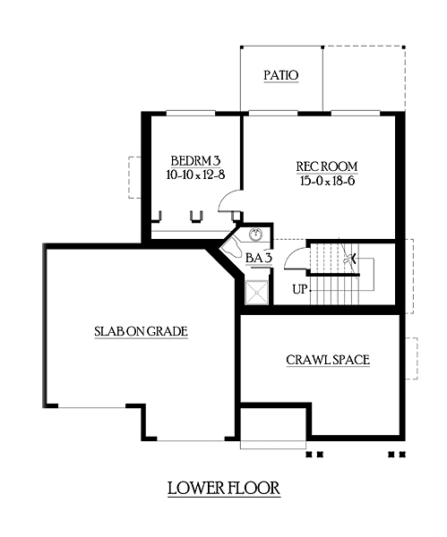 Craftsman House Plan 87501 with 3 Beds, 4 Baths, 2 Car Garage Lower Level