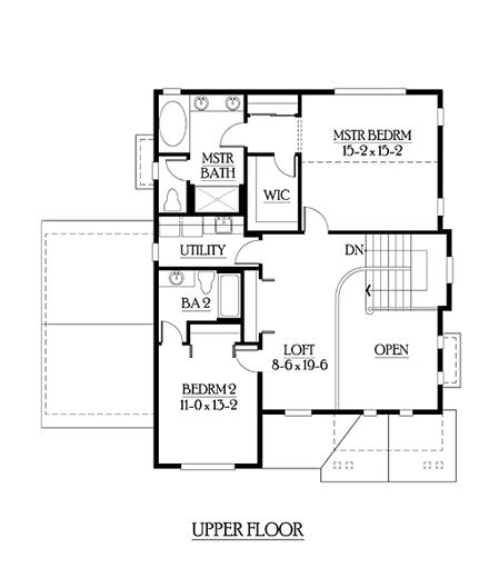 Craftsman House Plan 87501 with 3 Beds, 4 Baths, 2 Car Garage Second Level Plan