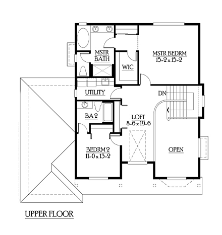 Southwest, Traditional House Plan 87502 with 2 Beds, 3 Baths, 2 Car Garage Second Level Plan