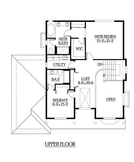 Southwest, Traditional House Plan 87503 with 3 Beds, 4 Baths, 2 Car Garage Second Level Plan