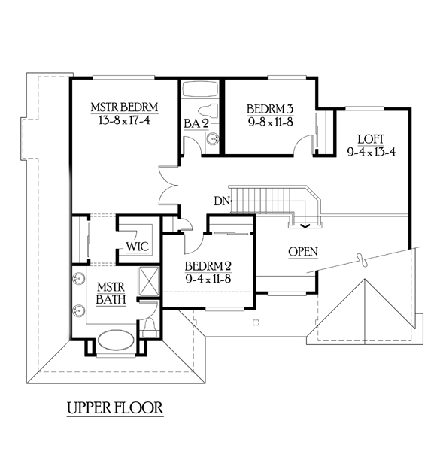 Traditional House Plan 87506 with 4 Beds, 4 Baths, 2 Car Garage Second Level Plan
