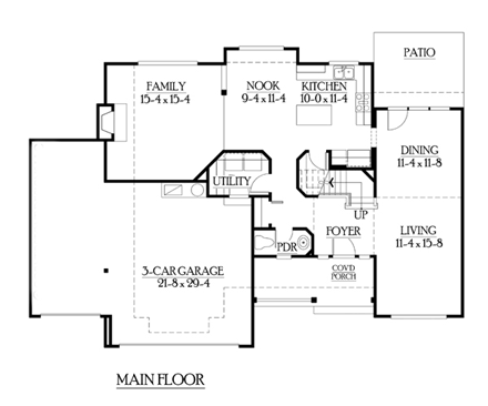 Country House Plan 87507 with 4 Beds, 3 Baths, 3 Car Garage First Level Plan