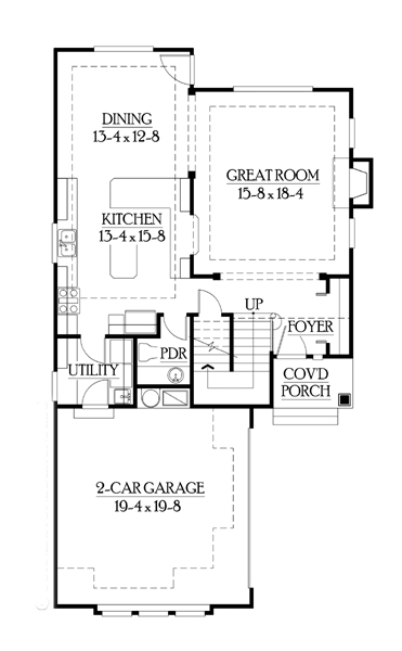 Craftsman House Plan 87510 with 3 Beds, 3 Baths, 2 Car Garage First Level Plan