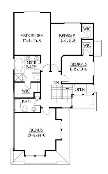 Craftsman House Plan 87510 with 3 Beds, 3 Baths, 2 Car Garage Second Level Plan