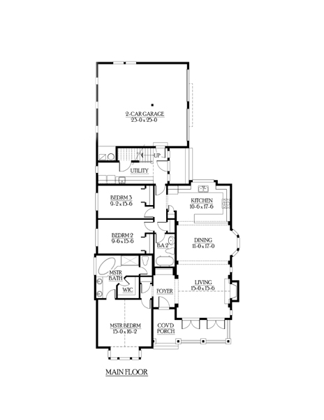 Bungalow, Craftsman House Plan 87523 with 5 Beds, 3 Baths, 2 Car Garage First Level Plan