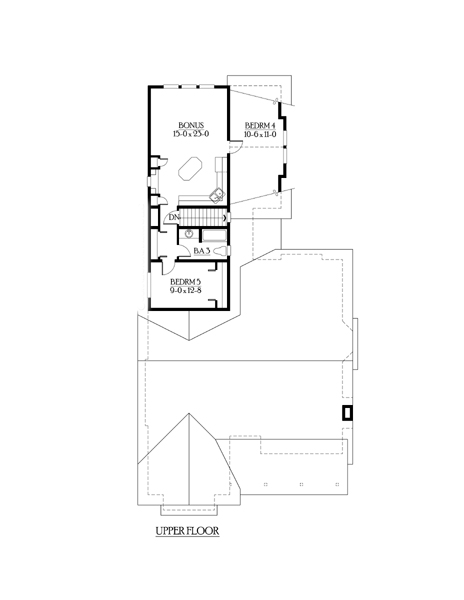 Bungalow, Craftsman House Plan 87523 with 5 Beds, 3 Baths, 2 Car Garage Second Level Plan