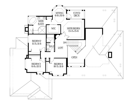 Craftsman House Plan 87530 with 4 Beds, 3 Baths, 3 Car Garage Second Level Plan