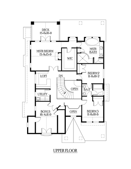Craftsman House Plan 87538 with 3 Beds, 3 Baths, 2 Car Garage Second Level Plan