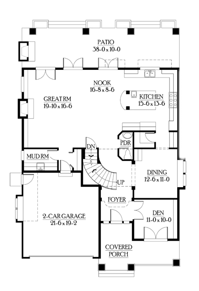 Craftsman House Plan 87539 with 3 Beds, 4 Baths, 2 Car Garage First Level Plan