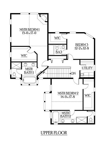 Craftsman House Plan 87560 with 4 Beds, 5 Baths, 2 Car Garage Second Level Plan