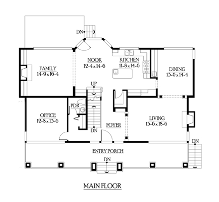 Craftsman House Plan 87565 with 5 Beds, 6 Baths, 3 Car Garage First Level Plan