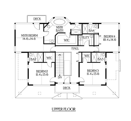Craftsman House Plan 87565 with 5 Beds, 6 Baths, 3 Car Garage Second Level Plan