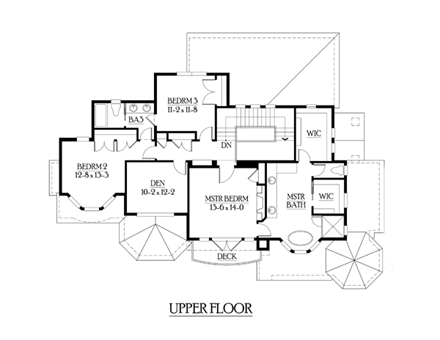 Contemporary, Southern House Plan 87571 with 4 Beds, 4 Baths, 3 Car Garage Second Level Plan