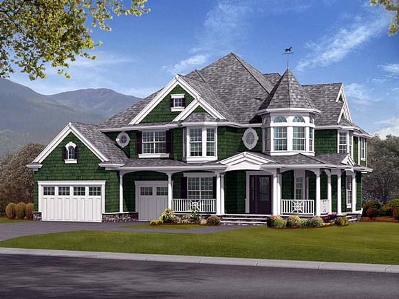 Farmhouse, Victorian House Plan 87572 with 5 Beds, 5 Baths, 3 Car Garage Elevation
