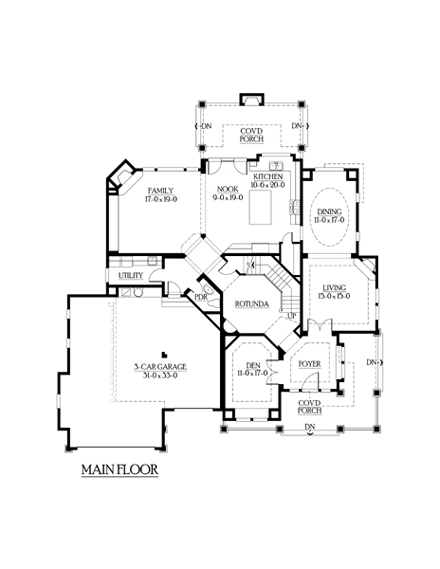 Bungalow, Craftsman House Plan 87574 with 4 Beds, 4 Baths, 3 Car Garage First Level Plan