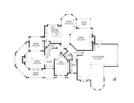 Country House Plan 87575 with 4 Beds, 4 Baths, 3 Car Garage First Level Plan