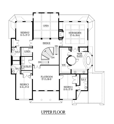 Traditional House Plan 87581 with 4 Beds, 5 Baths, 3 Car Garage Second Level Plan