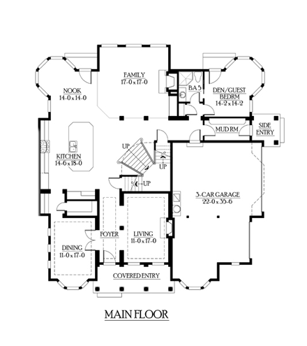 Colonial, Country, Traditional House Plan 87582 with 4 Beds, 5 Baths, 3 Car Garage First Level Plan