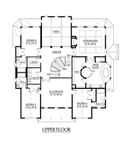 Colonial, Country, Traditional House Plan 87582 with 4 Beds, 5 Baths, 3 Car Garage Second Level Plan